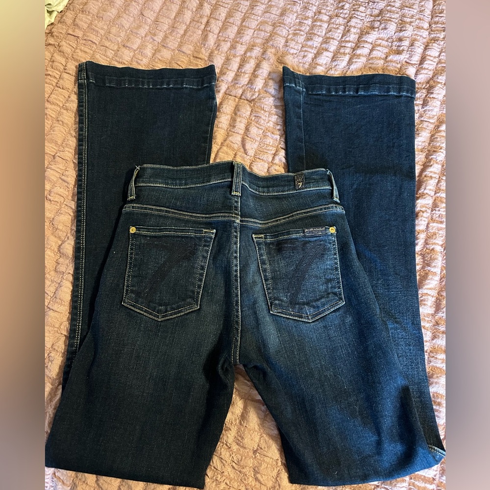 7 for all mankind the slim trouser dark wash flare jean